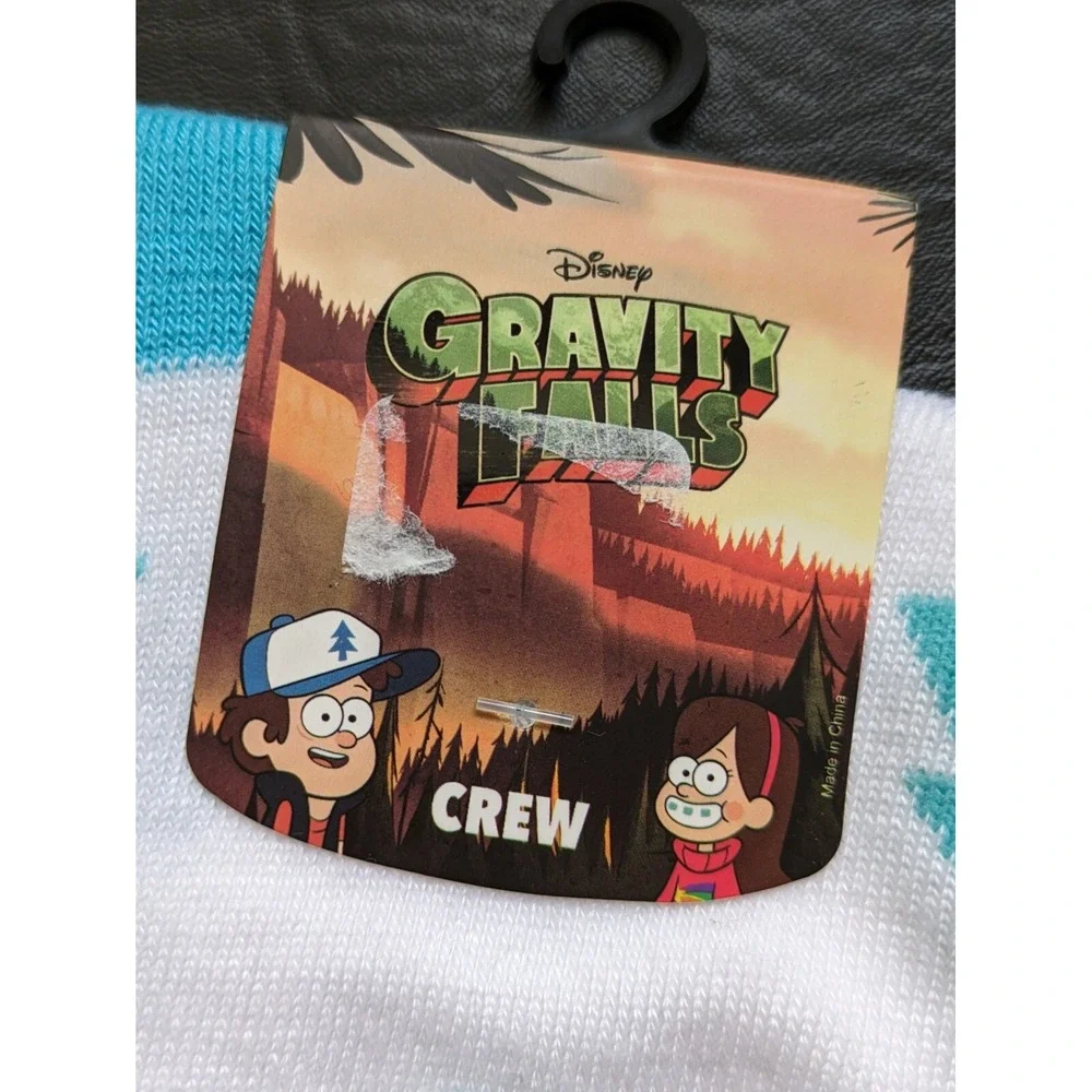 Disney XD Gravity Falls Crew Socks Shoe Sz 9 - 11 Blue White Tree Dipper Mable